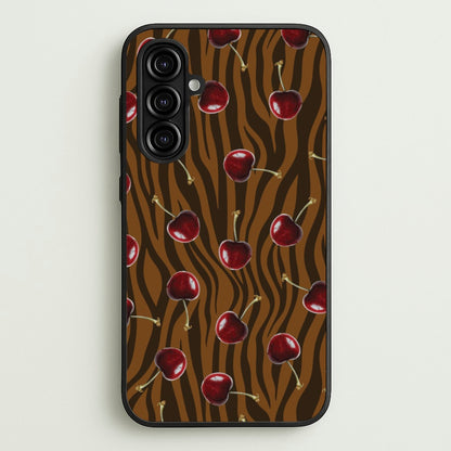 Animal Print With Cherries Pattern  - Clean Girl Aesthetic Phone Case for Galaxy A16