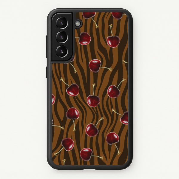 Animal Print With Cherries Pattern  - Clean Girl Aesthetic Phone Case for Galaxy S22 Plus
