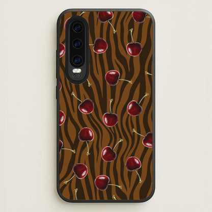 Animal Print With Cherries Pattern  - Clean Girl Aesthetic Phone Case for Huawei P30