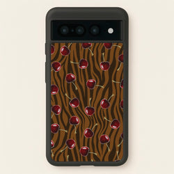 Animal Print With Cherries Pattern  - Clean Girl Aesthetic Phone Case for Google Pixel 7 Pro