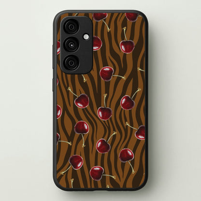 Animal Print With Cherries Pattern  - Clean Girl Aesthetic Phone Case for Galaxy A15