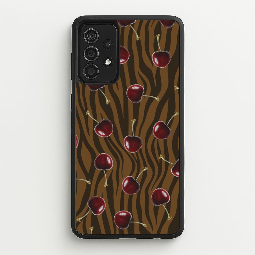 Animal Print With Cherries Pattern  - Clean Girl Aesthetic Phone Case for Galaxy A52 / A52s