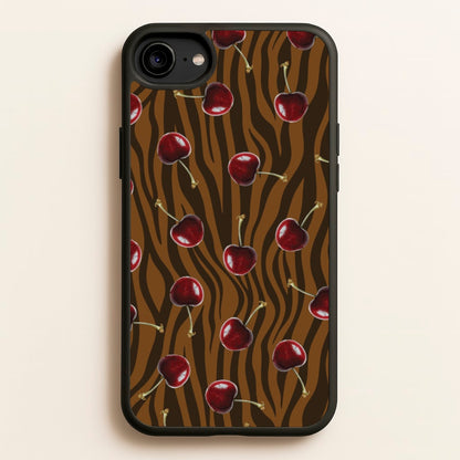 Animal Print With Cherries Pattern  - Clean Girl Aesthetic Phone Case for iPhone 6 / 7 / 8 / SE
