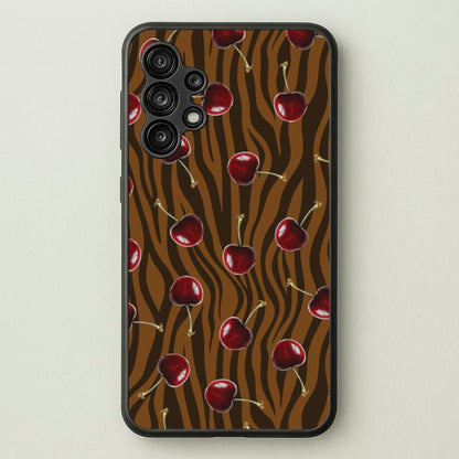 Animal Print With Cherries Pattern  - Clean Girl Aesthetic Phone Case for Galaxy A13