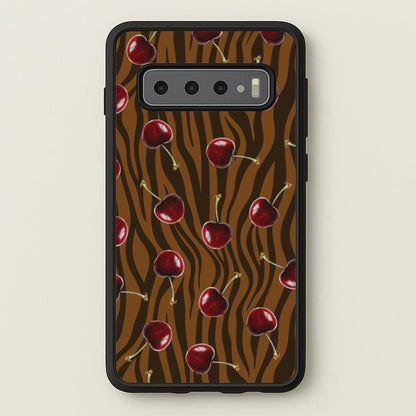Animal Print With Cherries Pattern  - Clean Girl Aesthetic Phone Case for Galaxy S10 Plus