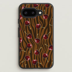 Animal Print With Cherries Pattern  - Clean Girl Aesthetic Phone Case for Google Pixel 9a