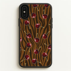 Animal Print With Cherries Pattern  - Clean Girl Aesthetic Phone Case for iPhone XS Max