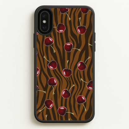 Animal Print With Cherries Pattern  - Clean Girl Aesthetic Phone Case for iPhone XS Max