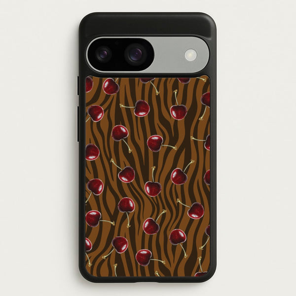 Animal Print With Cherries Pattern  - Clean Girl Aesthetic Phone Case for Google Pixel 9 / 9 Pro