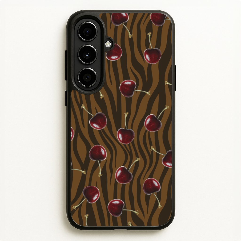 Animal Print With Cherries Pattern  - Clean Girl Aesthetic Phone Case for Galaxy A56
