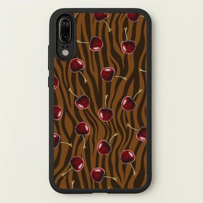 Animal Print With Cherries Pattern  - Clean Girl Aesthetic Phone Case for Huawei P20