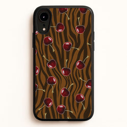 Animal Print With Cherries Pattern  - Clean Girl Aesthetic Phone Case for iPhone XR