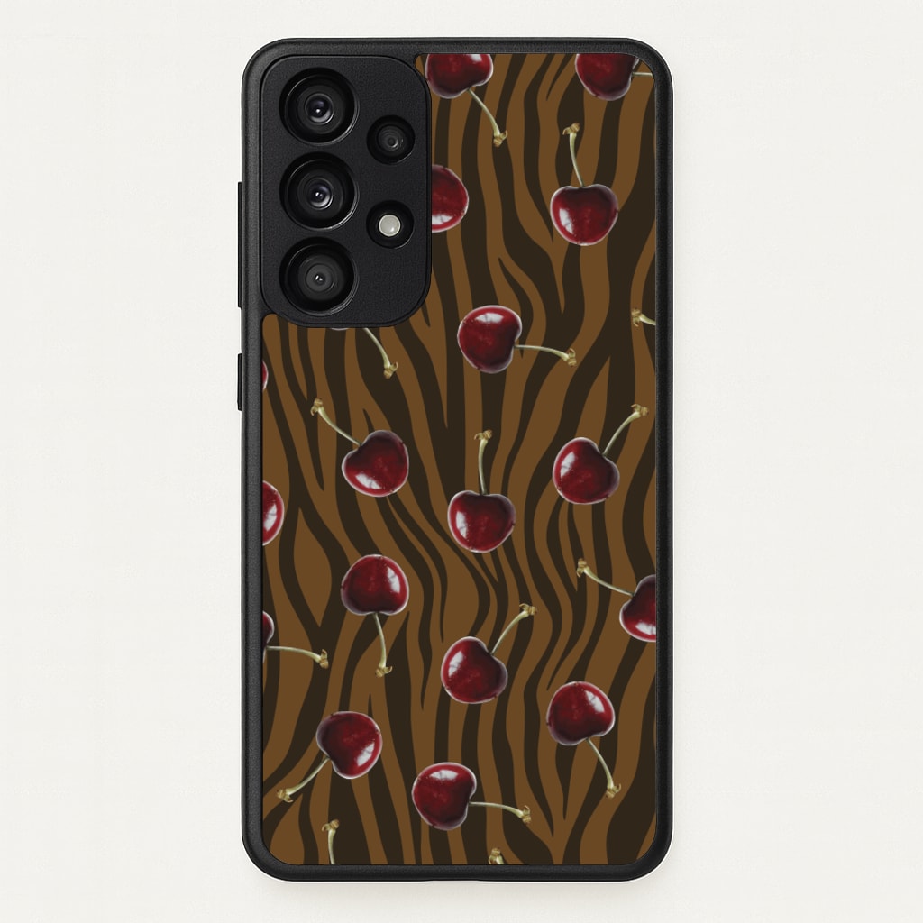 Animal Print With Cherries Pattern  - Clean Girl Aesthetic Phone Case for Galaxy A33