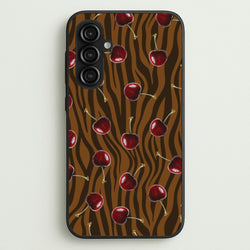 Animal Print With Cherries Pattern  - Clean Girl Aesthetic Phone Case for Galaxy S23FE