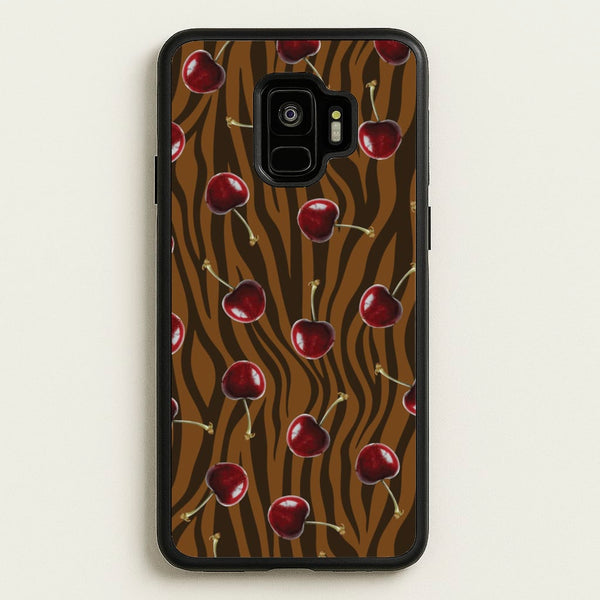 Animal Print With Cherries Pattern  - Clean Girl Aesthetic Phone Case for Galaxy S9