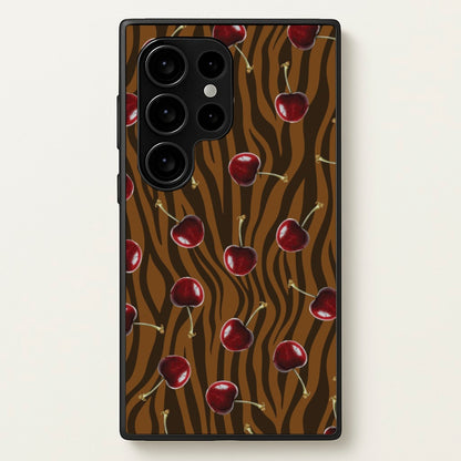 Animal Print With Cherries Pattern  - Clean Girl Aesthetic Phone Case for Galaxy S24 Ultra