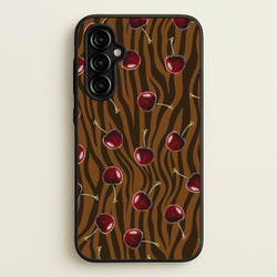 Animal Print With Cherries Pattern  - Clean Girl Aesthetic Phone Case for Galaxy A54