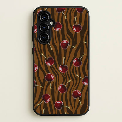 Animal Print With Cherries Pattern  - Clean Girl Aesthetic Phone Case for Galaxy A54