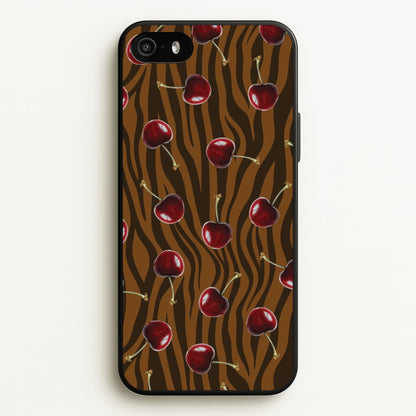Animal Print With Cherries Pattern  - Clean Girl Aesthetic Phone Case for iPhone 5 / 5s / SE 2016