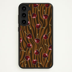 Animal Print With Cherries Pattern  - Clean Girl Aesthetic Phone Case for Galaxy S23