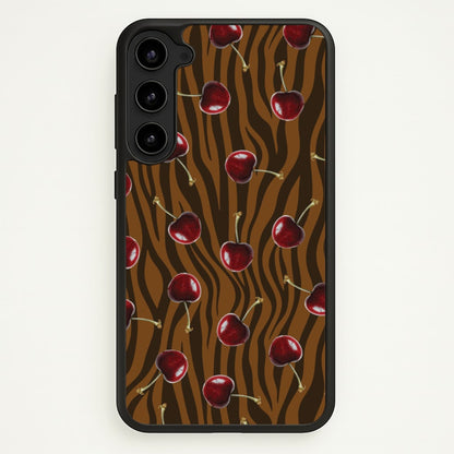 Animal Print With Cherries Pattern  - Clean Girl Aesthetic Phone Case for Galaxy S23