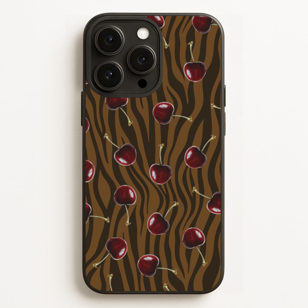 Animal Print With Cherries Pattern  - Clean Girl Aesthetic Phone Case for iPhone 12 Pro Max