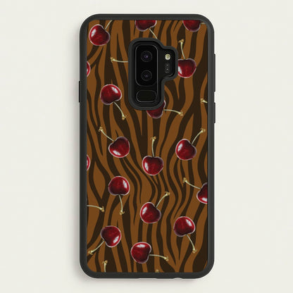 Animal Print With Cherries Pattern  - Clean Girl Aesthetic Phone Case for Galaxy S9 Plus