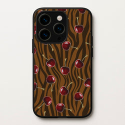 Animal Print With Cherries Pattern  - Clean Girl Aesthetic Phone Case for iPhone 15 Pro