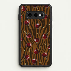 Animal Print With Cherries Pattern  - Clean Girl Aesthetic Phone Case for Galaxy S10e