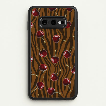 Animal Print With Cherries Pattern  - Clean Girl Aesthetic Phone Case for Galaxy S10e