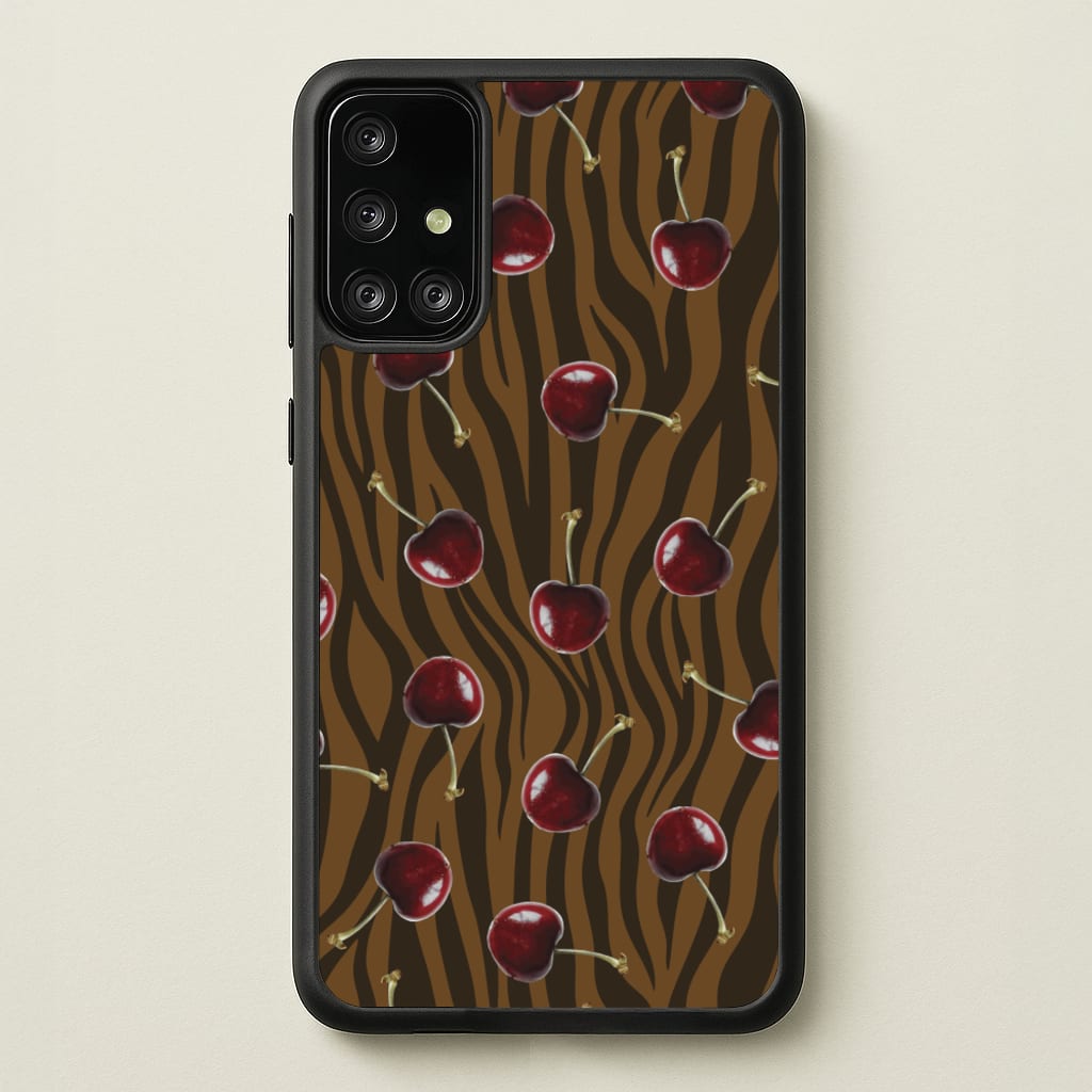 Animal Print With Cherries Pattern  - Clean Girl Aesthetic Phone Case for Galaxy A71