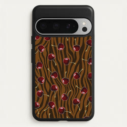 Animal Print With Cherries Pattern  - Clean Girl Aesthetic Phone Case for Google Pixel 9 Pro XL