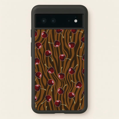 Animal Print With Cherries Pattern  - Clean Girl Aesthetic Phone Case for Google Pixel 6
