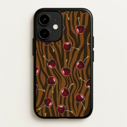 Animal Print With Cherries Pattern  - Clean Girl Aesthetic Phone Case for iPhone 12 / 12 Pro