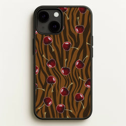 Animal Print With Cherries Pattern  - Clean Girl Aesthetic Phone Case for iPhone 13 Mini