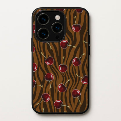 Animal Print With Cherries Pattern  - Clean Girl Aesthetic Phone Case for iPhone 14 Pro Max