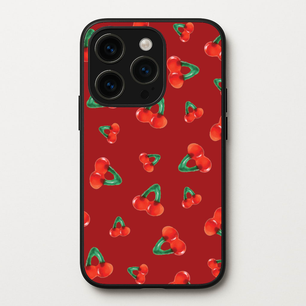 Gummy Cherries Pattern  - Clean Girl Aesthetic Phone Case for iPhone 15 Pro
