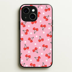Heart Cherries And Stars Pattern  - Clean Girl Aesthetic Phone Case for iPhone 15 Plus