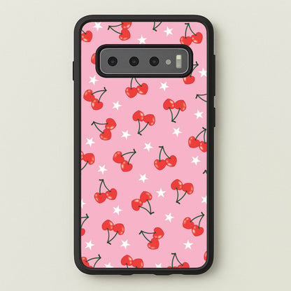 Heart Cherries And Stars Pattern  - Clean Girl Aesthetic Phone Case for Galaxy S10 Plus