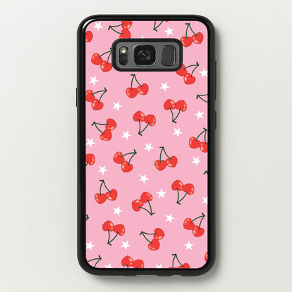 Heart Cherries And Stars Pattern  - Clean Girl Aesthetic Phone Case for Galaxy S8 Plus