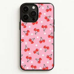 Heart Cherries And Stars Pattern  - Clean Girl Aesthetic Phone Case for iPhone 13 Pro Max