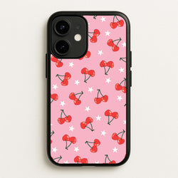 Heart Cherries And Stars Pattern  - Clean Girl Aesthetic Phone Case for iPhone 12 / 12 Pro