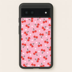 Heart Cherries And Stars Pattern  - Clean Girl Aesthetic Phone Case for Google Pixel 6a