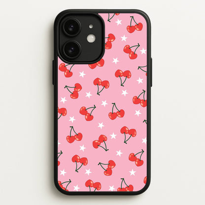 Heart Cherries And Stars Pattern  - Clean Girl Aesthetic Phone Case for iPhone 11