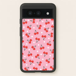 Heart Cherries And Stars Pattern  - Clean Girl Aesthetic Phone Case for Google Pixel 8