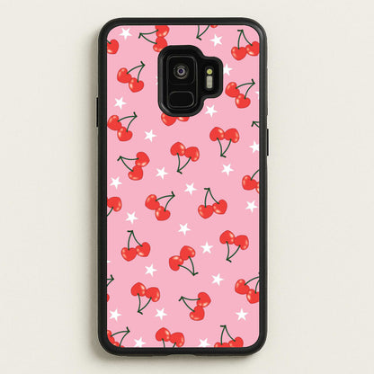 Heart Cherries And Stars Pattern  - Clean Girl Aesthetic Phone Case for Galaxy S9
