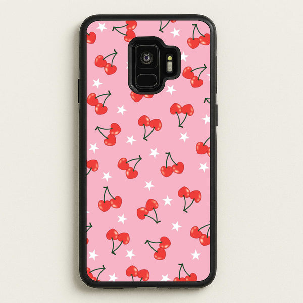 Heart Cherries And Stars Pattern  - Clean Girl Aesthetic Phone Case for Galaxy S9