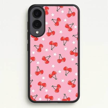 Heart Cherries And Stars Pattern  - Clean Girl Aesthetic Phone Case for Galaxy S25 Edge