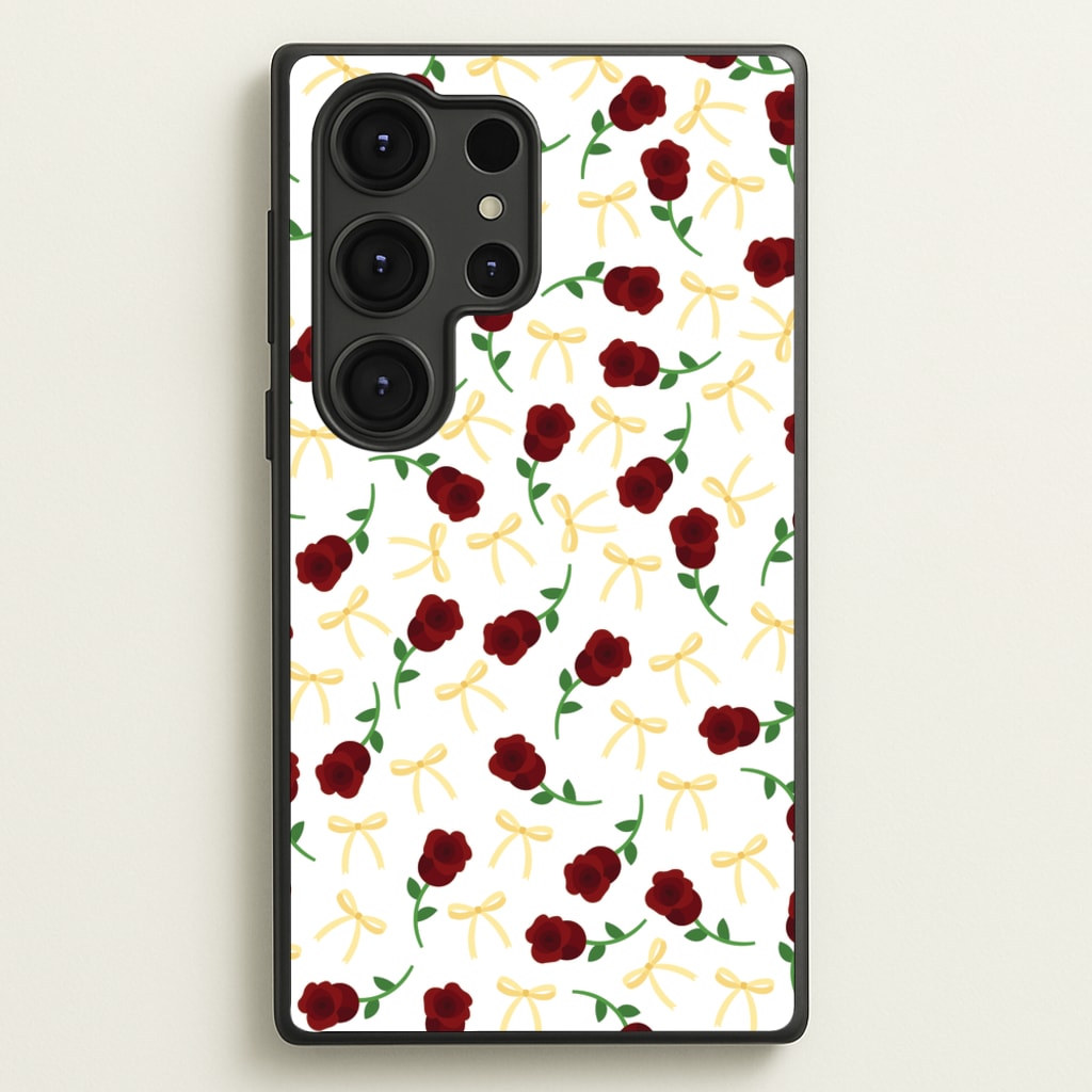 Roses And Bows Pattern  - Clean Girl Aesthetic Phone Case for Galaxy S25 Ultra