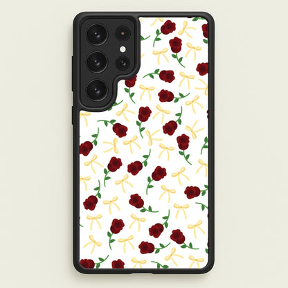 Roses And Bows Pattern  - Clean Girl Aesthetic Phone Case for Galaxy S22 Ultra